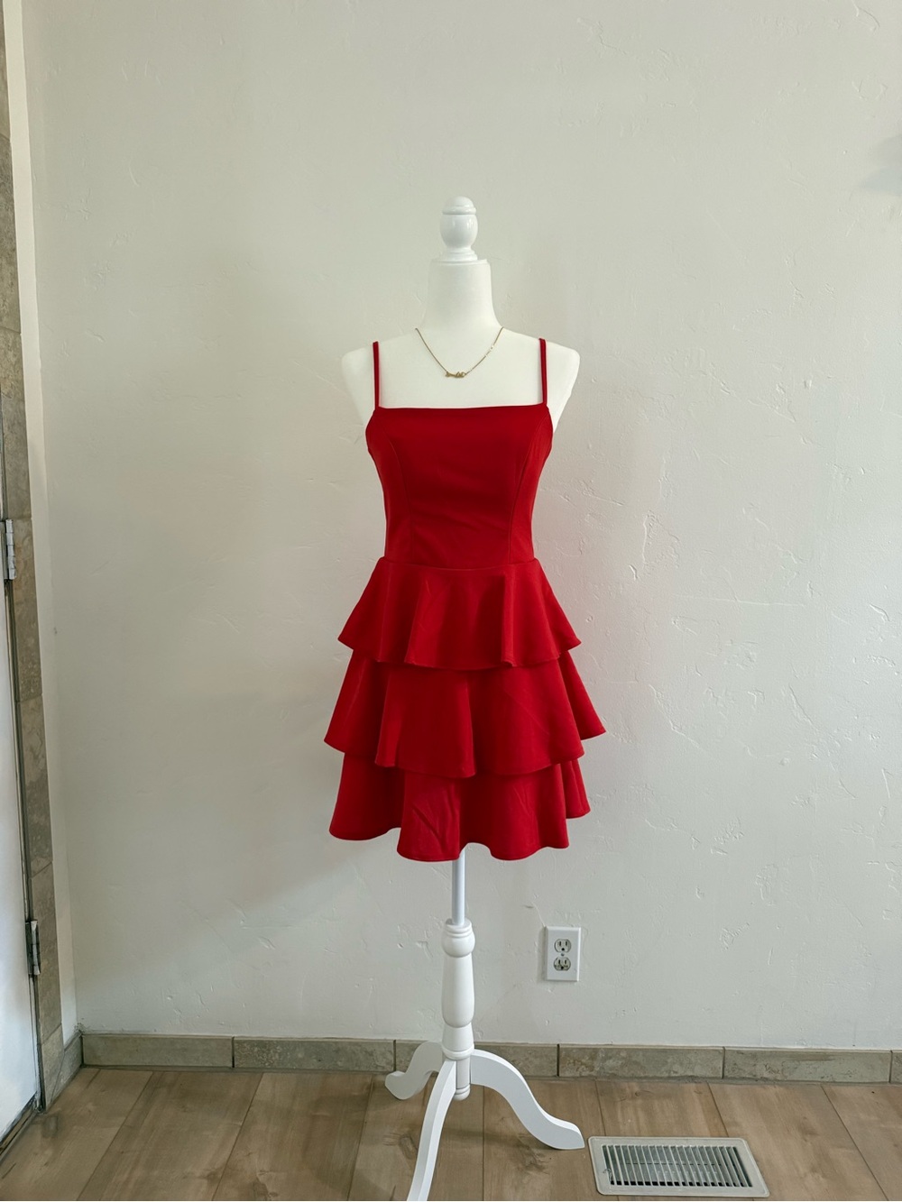 Francesca's Collections Red Tiered Ruffle Mini Dress